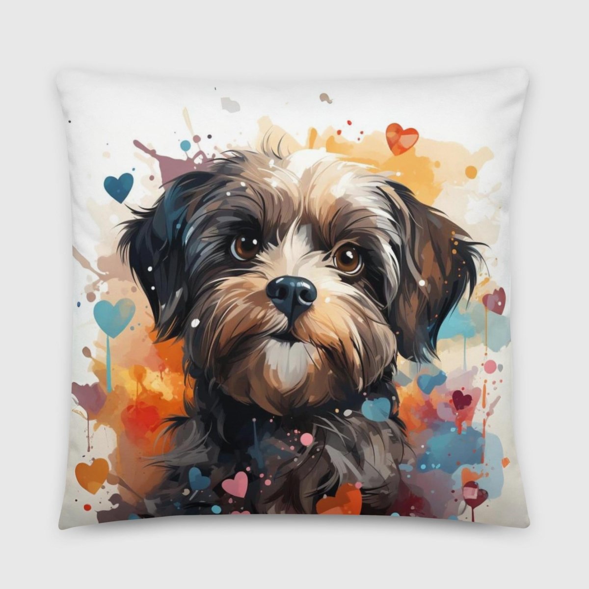 Shih Tzu Love Splashes Throw Pillow - Funny Nikko