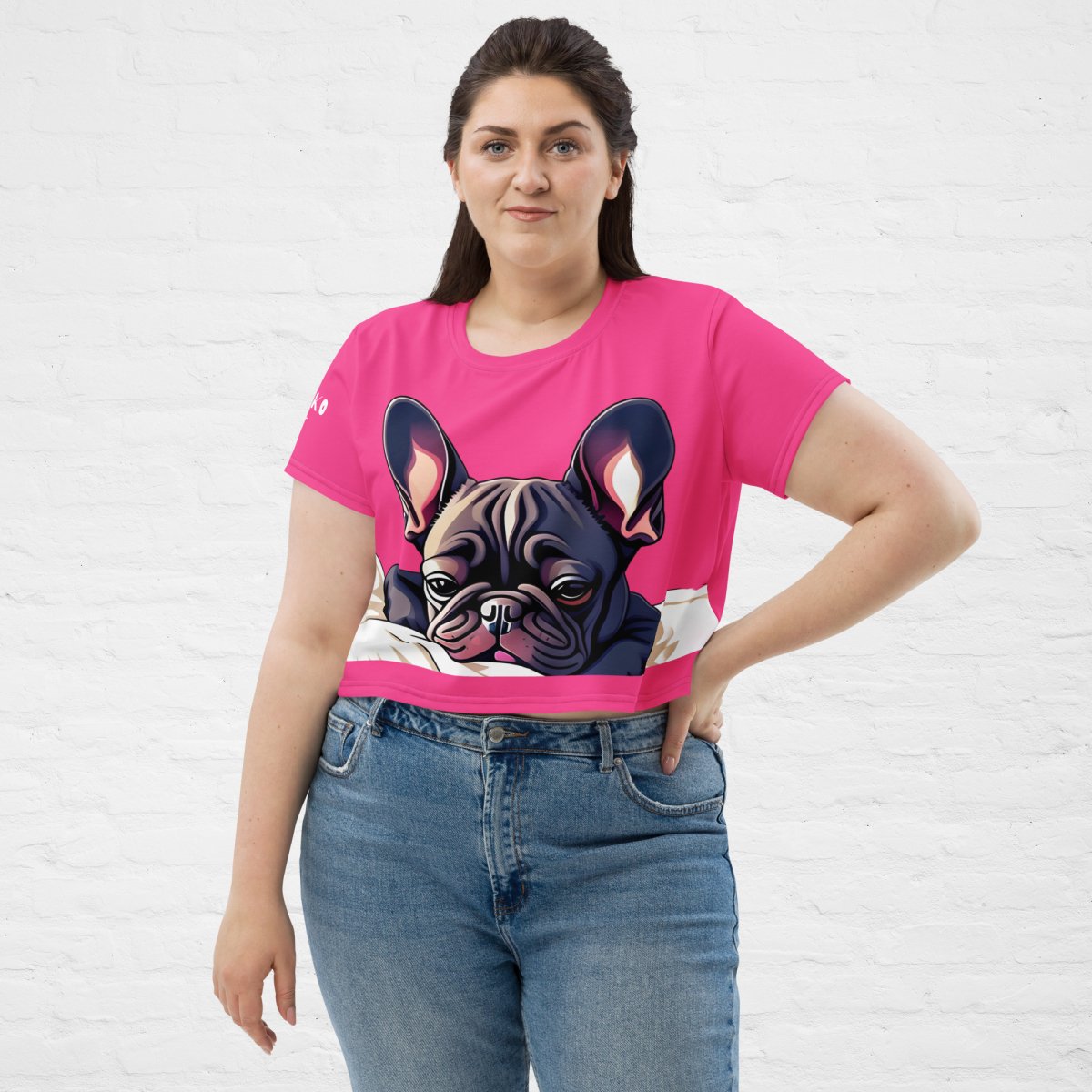 Sleepy Frenchie Crop Top - Funny Nikko