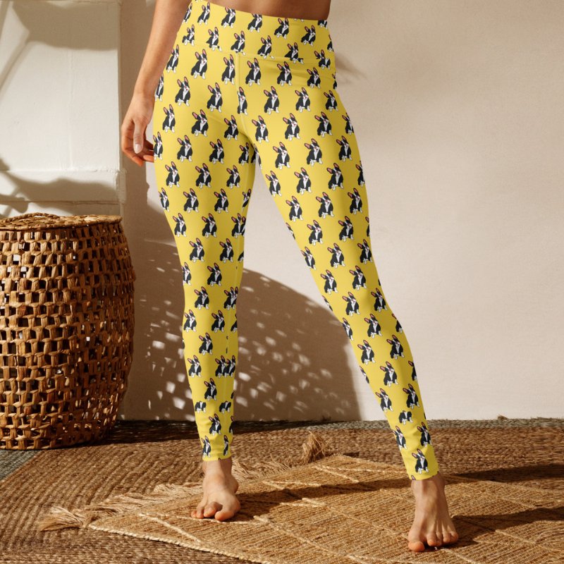 Yellow Frenchie Leggings - Funny Nikko